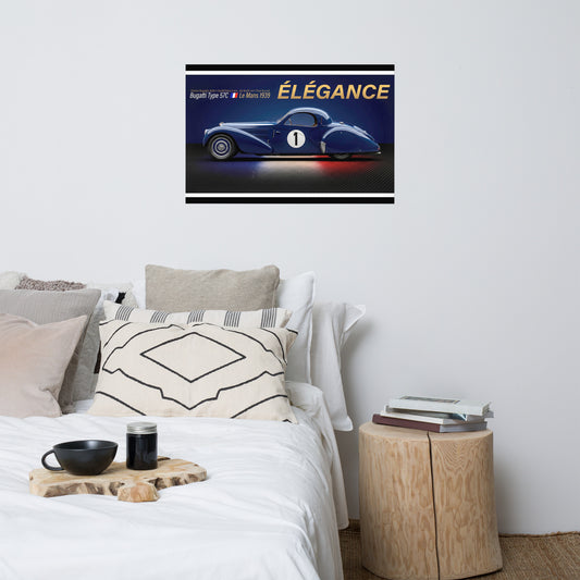 CHEZ NOUS by MIENchic — Bugatti Type 57C 1939 Le Mans | French LEGENDS of Le Mans Series - ÉLÉGANCE | 24" x 36" Poster