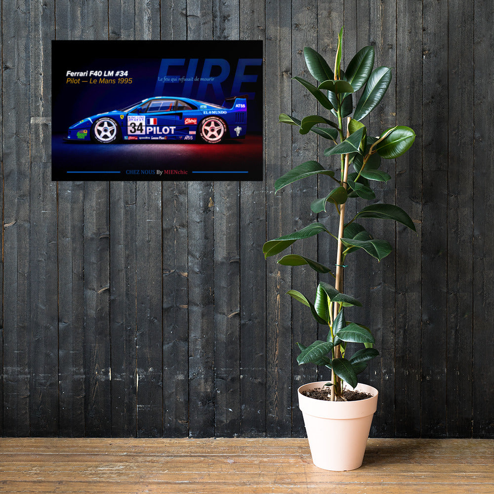 CHEZ NOUS by MIENchic — Ferrari F40 LM 1995 | FIRE | 24" x 36" Poster