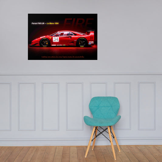 CAVALLO by MIENchic — Ferrari F40 LM 1994 | 3-of-5 Series - FIRE | 24" x 36" Poster