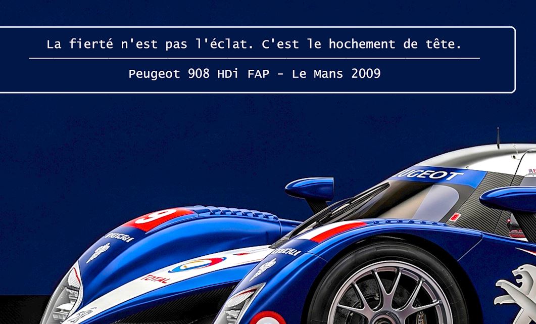 CHEZ NOUS by MIENchic — Peugeot 908 HDi FAP 2009 Le Mans | French LEGENDS of Le Mans Series - FIERTÉ | 24" x 36" Poster