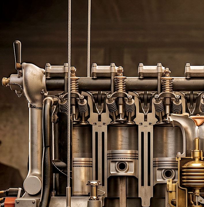 MIENchic — RAPP TO REBIRTH - Prologue // Genesis — BMW IIIa 1917 Engine Cutaway | In-Line 6-Cylinder - ALTITUDE | 24" x 36" Poster