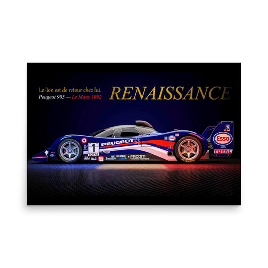 CHEZ NOUS by MIENchic — Peugeot 905 1992–1993 | French LEGENDS of Le Mans Series - RENAISSANCE | 24" x 36" Poster