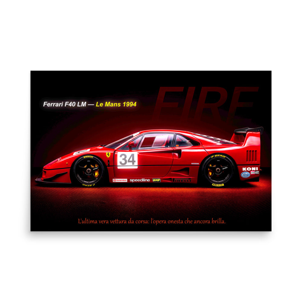 CAVALLO by MIENchic — Ferrari F40 LM 1994 | 3-of-5 Series - FIRE | 24" x 36" Poster
