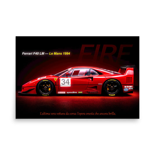 CAVALLO by MIENchic — Ferrari F40 LM 1994 | 3-of-5 Series - FIRE | 24" x 36" Poster