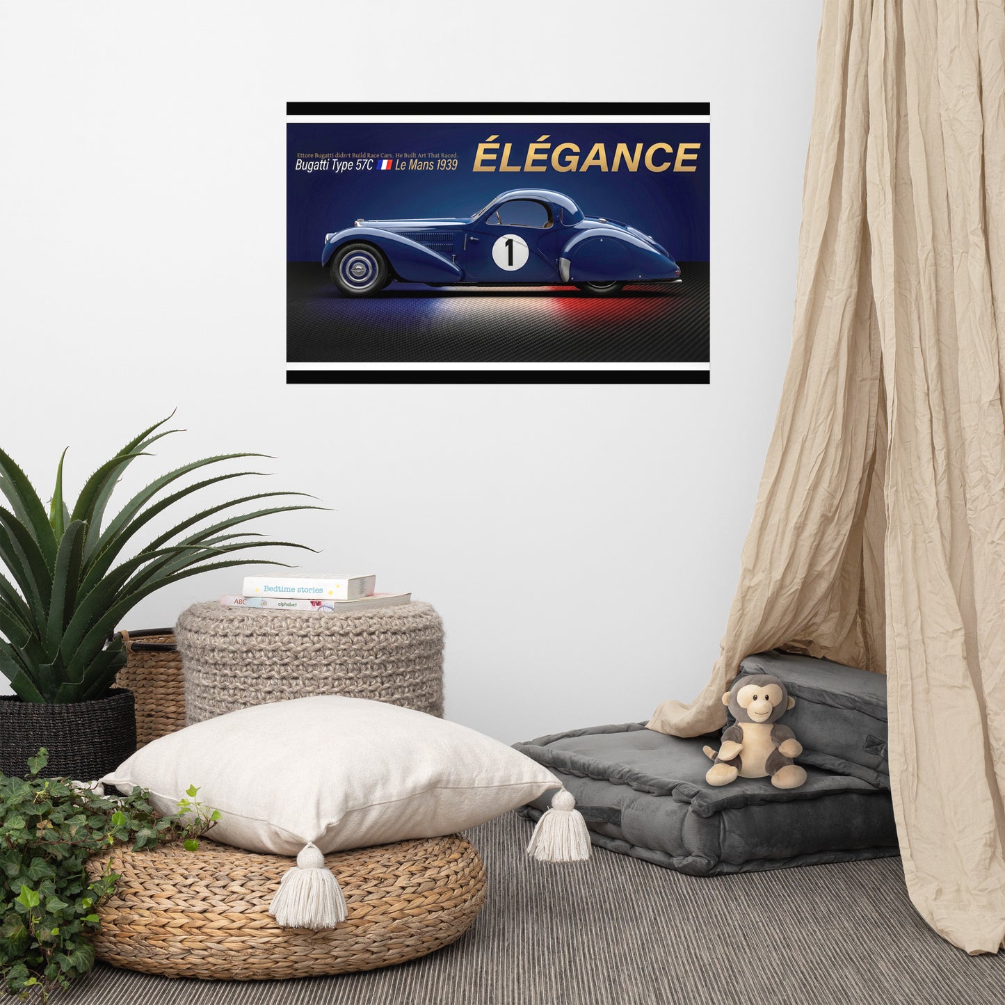 CHEZ NOUS by MIENchic — Bugatti Type 57C 1939 Le Mans | French LEGENDS of Le Mans Series - ÉLÉGANCE | 24" x 36" Poster