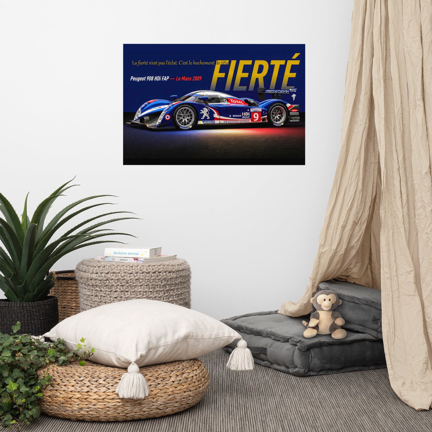 CHEZ NOUS by MIENchic — Peugeot 908 HDi FAP 2009 Le Mans | French LEGENDS of Le Mans Series - FIERTÉ | 24" x 36" Poster