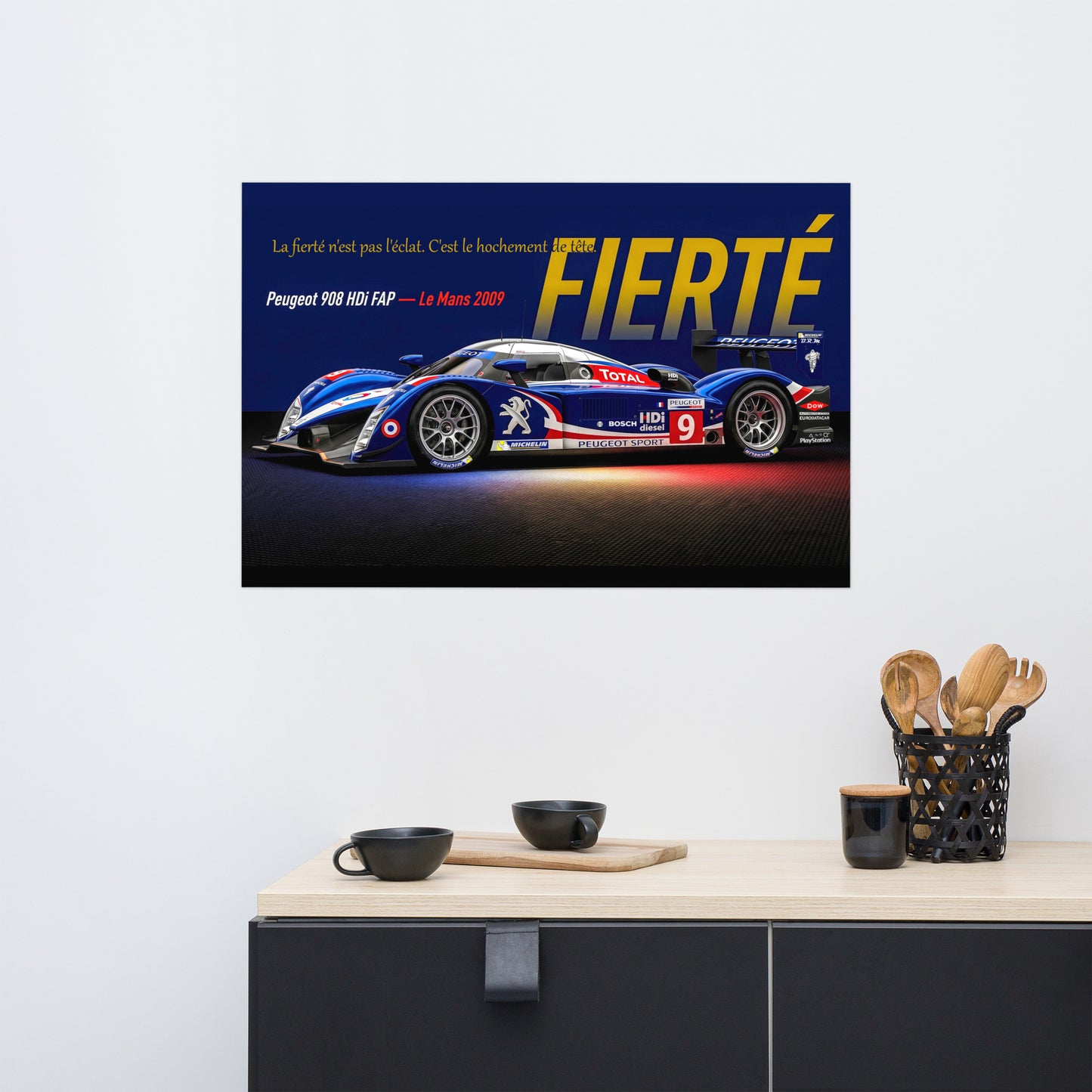 CHEZ NOUS by MIENchic — Peugeot 908 HDi FAP 2009 Le Mans | French LEGENDS of Le Mans Series - FIERTÉ | 24" x 36" Poster