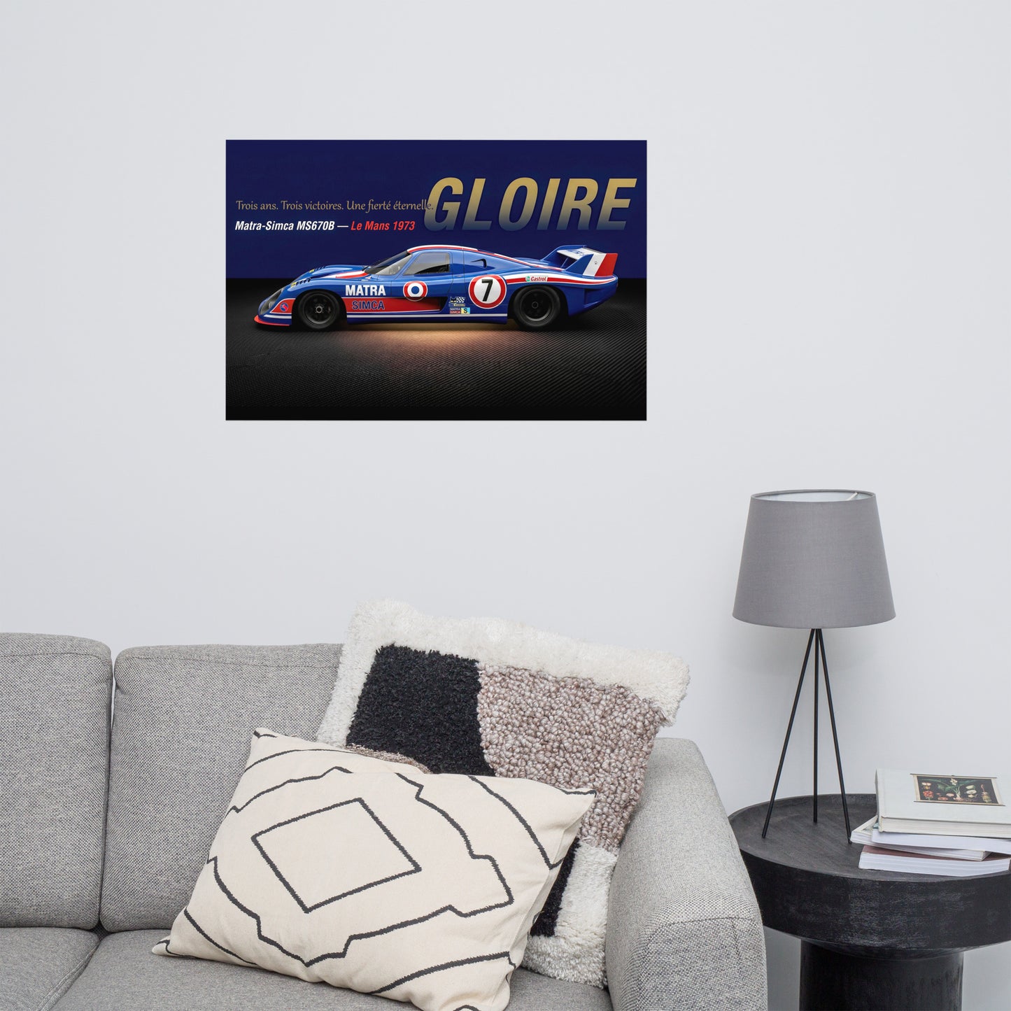 CHEZ NOUS by MIENchic — Matra-Simca MS670B 1972–1974 Le Mans | French LEGENDS of Le Mans Series - GLOIRE | 24" x 36" Poster