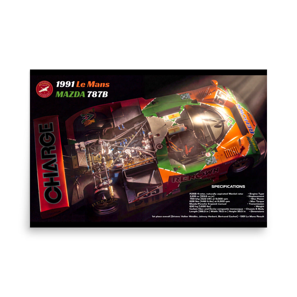 BUSHIDO by MIENchic — CUTAWAY - Mazda 787B Le Mans 1991 | 24" x 36" Poster