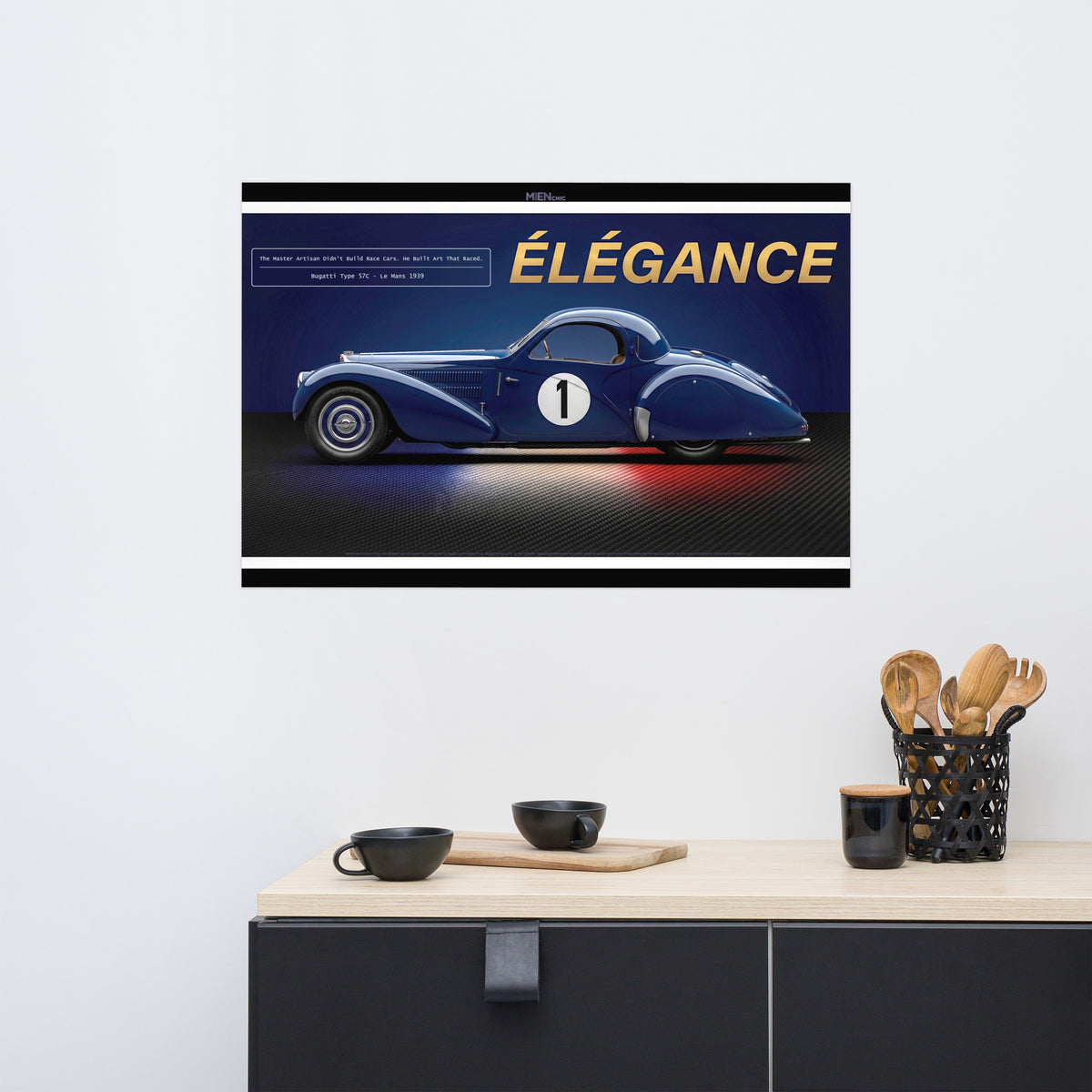 CHEZ NOUS by MIENchic — Bugatti Type 57C 1939 Le Mans | French LEGENDS of Le Mans Series - ÉLÉGANCE | 24" x 36" Poster