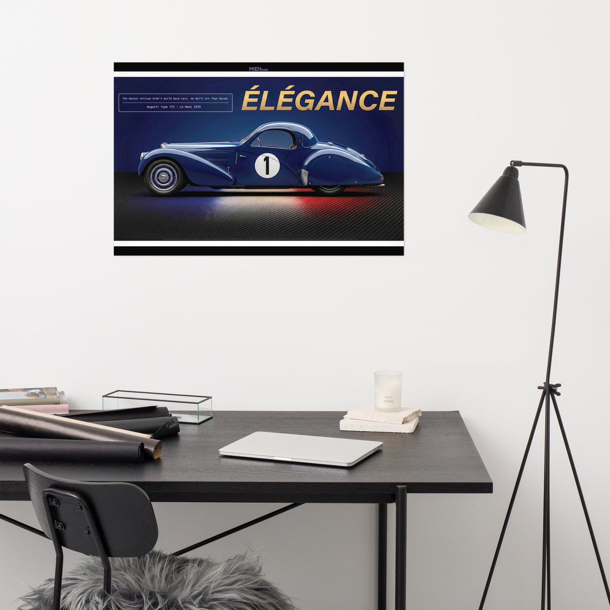 CHEZ NOUS by MIENchic — Bugatti Type 57C 1939 Le Mans | French LEGENDS of Le Mans Series - ÉLÉGANCE | 24" x 36" Poster