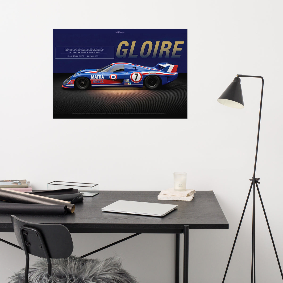 CHEZ NOUS by MIENchic — Matra-Simca MS670B 1972–1974 Le Mans | French LEGENDS of Le Mans Series - GLOIRE | 24" x 36" Poster