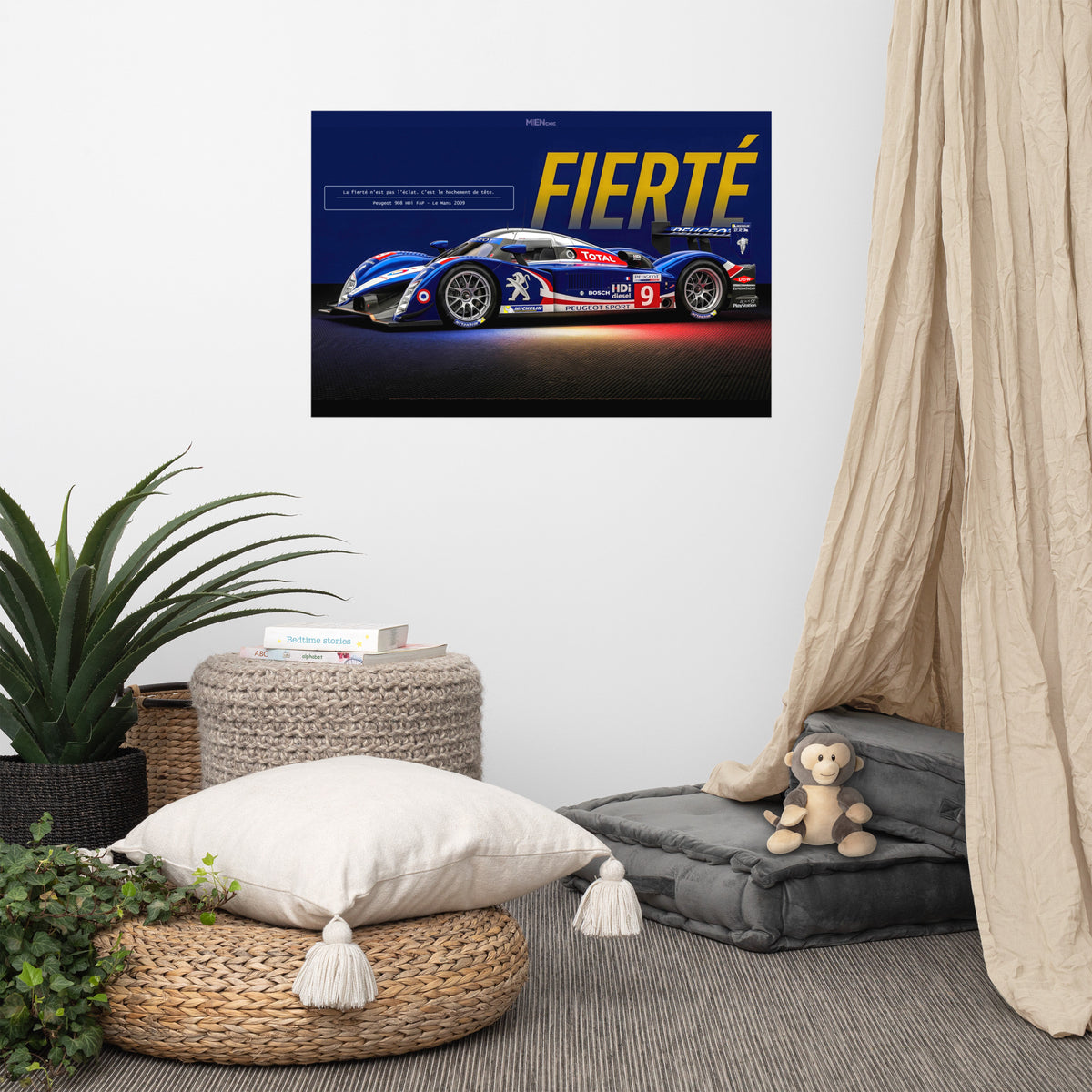 CHEZ NOUS by MIENchic — Peugeot 908 HDi FAP 2009 Le Mans | French LEGENDS of Le Mans Series - FIERTÉ | 24" x 36" Poster