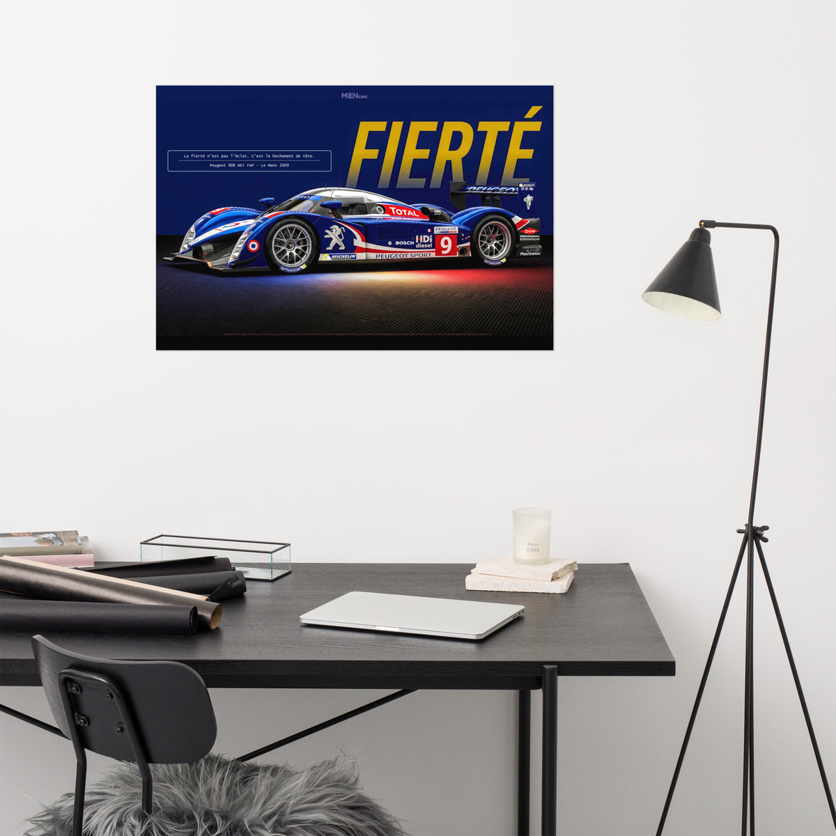 CHEZ NOUS by MIENchic — Peugeot 908 HDi FAP 2009 Le Mans | French LEGENDS of Le Mans Series - FIERTÉ | 24" x 36" Poster
