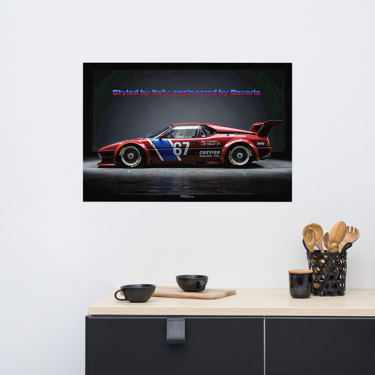 MIENchic — 1981 BMW E26 M1 | Styled in Italy Engineered in Bavaria | 24" × 36" Poster
