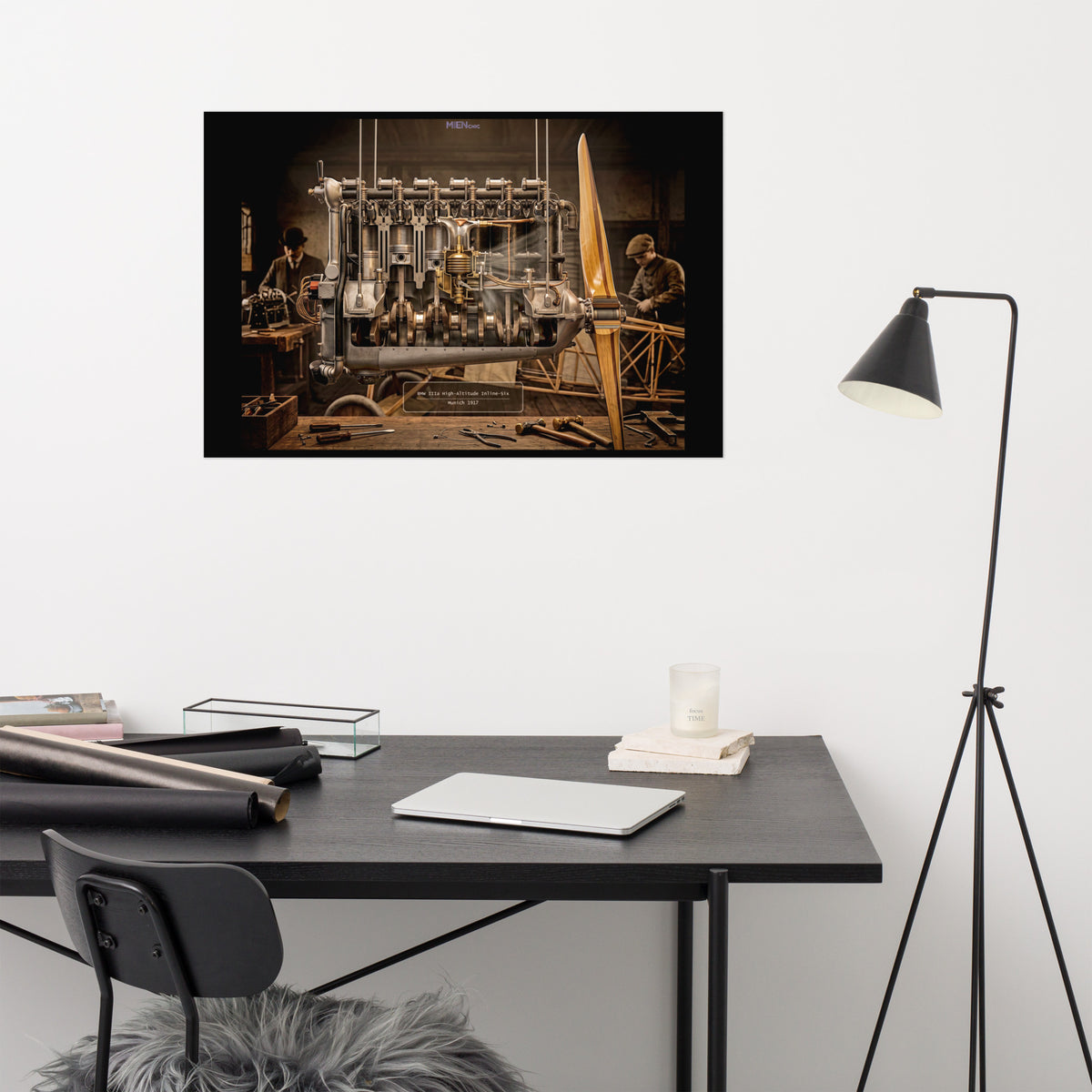 MIENchic — RAPP TO REBIRTH - Prologue // Genesis — BMW IIIa 1917 Engine Cutaway | In-Line 6-Cylinder - ALTITUDE | 24" x 36" Poster