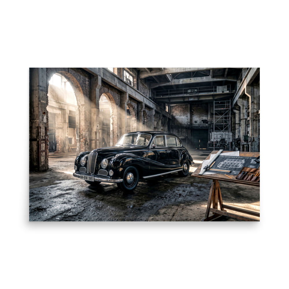 MIENchic — RAPP TO REBIRTH - VOLUME III — How the Art Won. | BMW 501 Baroque Angel 1951 | 24" x 36"