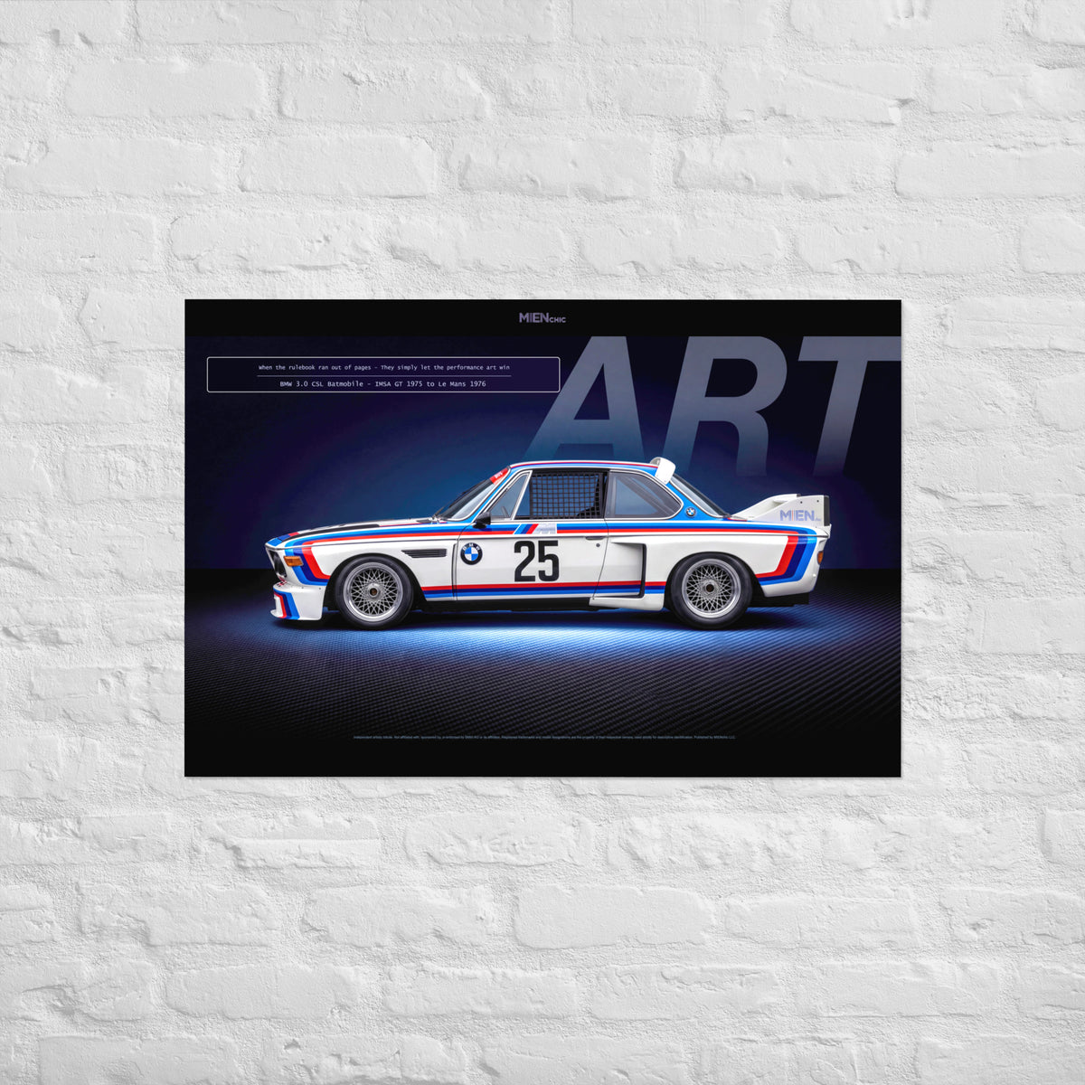 MIENchic — RAPP TO REBIRTH - Volume I - ART | BMW 3.0 CSL Batmobile | IMSA GT 1975 | 24" x 36" Poster