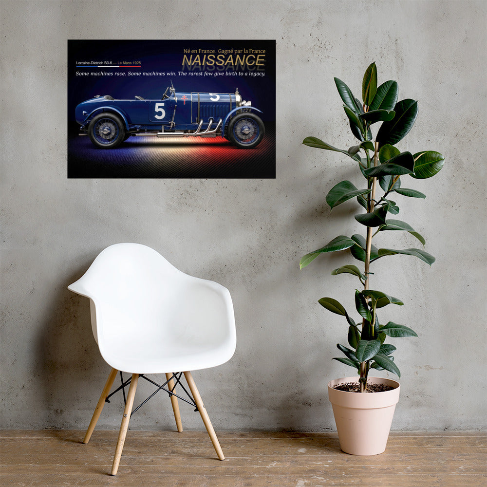 CHEZ NOUS by MIENchic — Lorraine-Dietrich B3-6 1925 Le Mans | French LEGENDS of Le Mans Series - NAISSANCE | 24" x 36" Poster