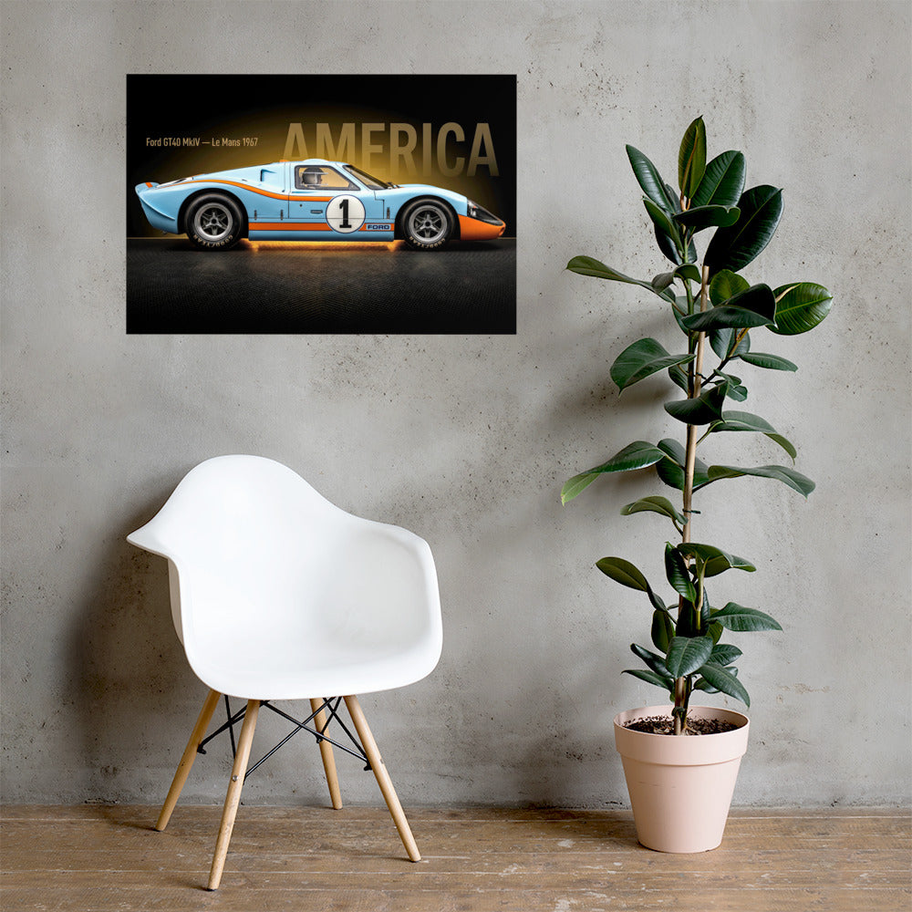 MIENchic — Ford GT40 MkIV 1967 Le Mans | LEGENDS of Le Mans Series - AMERICA | 24" x 36" Poster