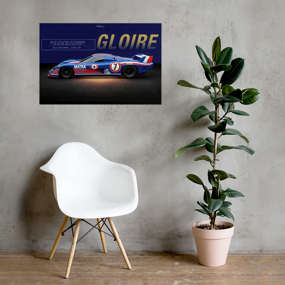 CHEZ NOUS by MIENchic — Matra-Simca MS670B 1972–1974 Le Mans | French LEGENDS of Le Mans Series - GLOIRE | 24" x 36" Poster