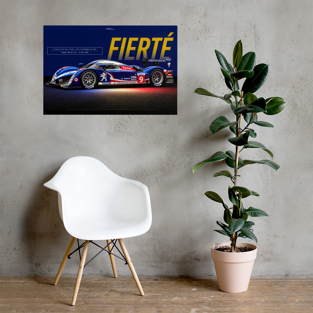 CHEZ NOUS by MIENchic — Peugeot 908 HDi FAP 2009 Le Mans | French LEGENDS of Le Mans Series - FIERTÉ | 24" x 36" Poster