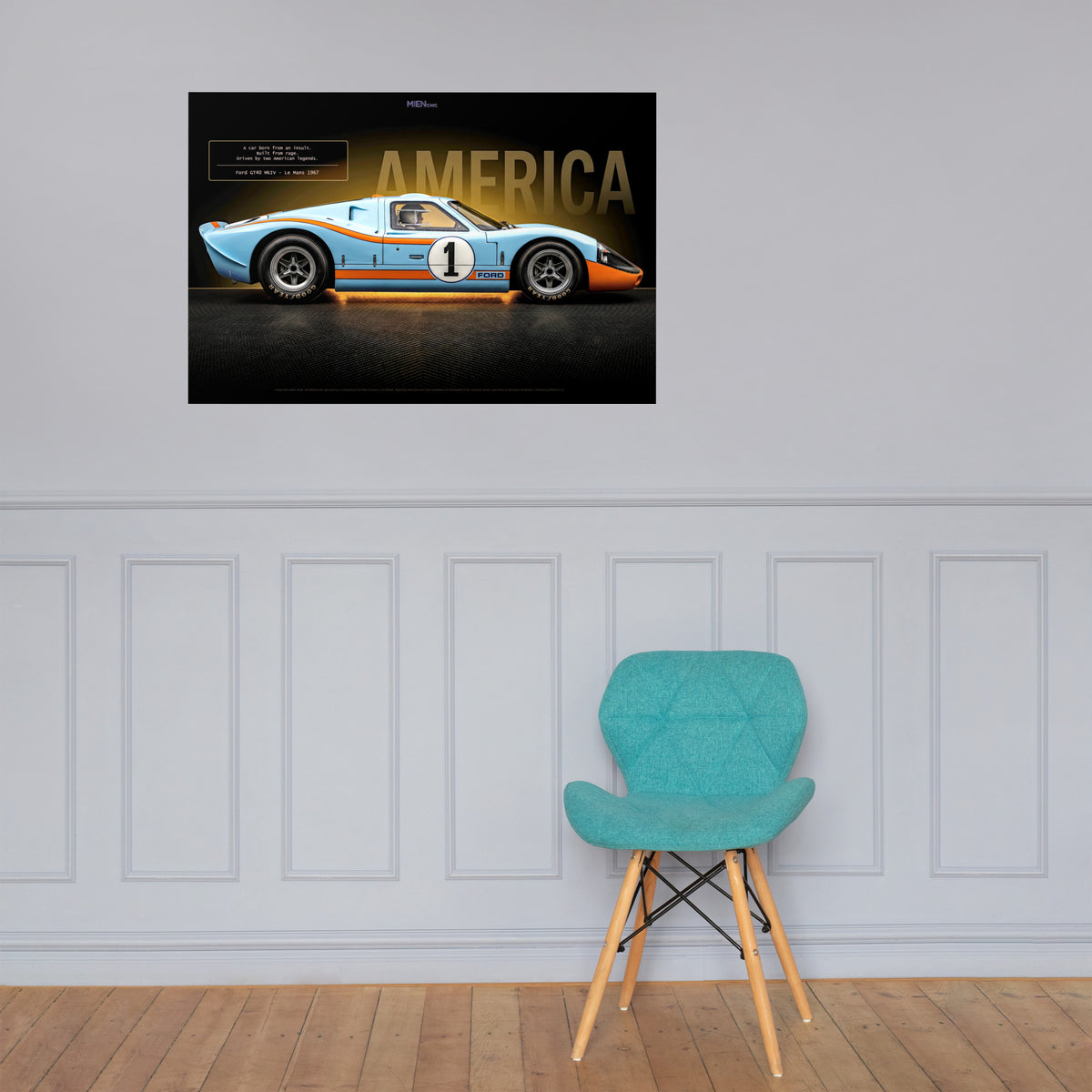 MIENchic — Ford GT40 MkIV 1967 Le Mans | LEGENDS of Le Mans Series - AMERICA | 24" x 36" Poster