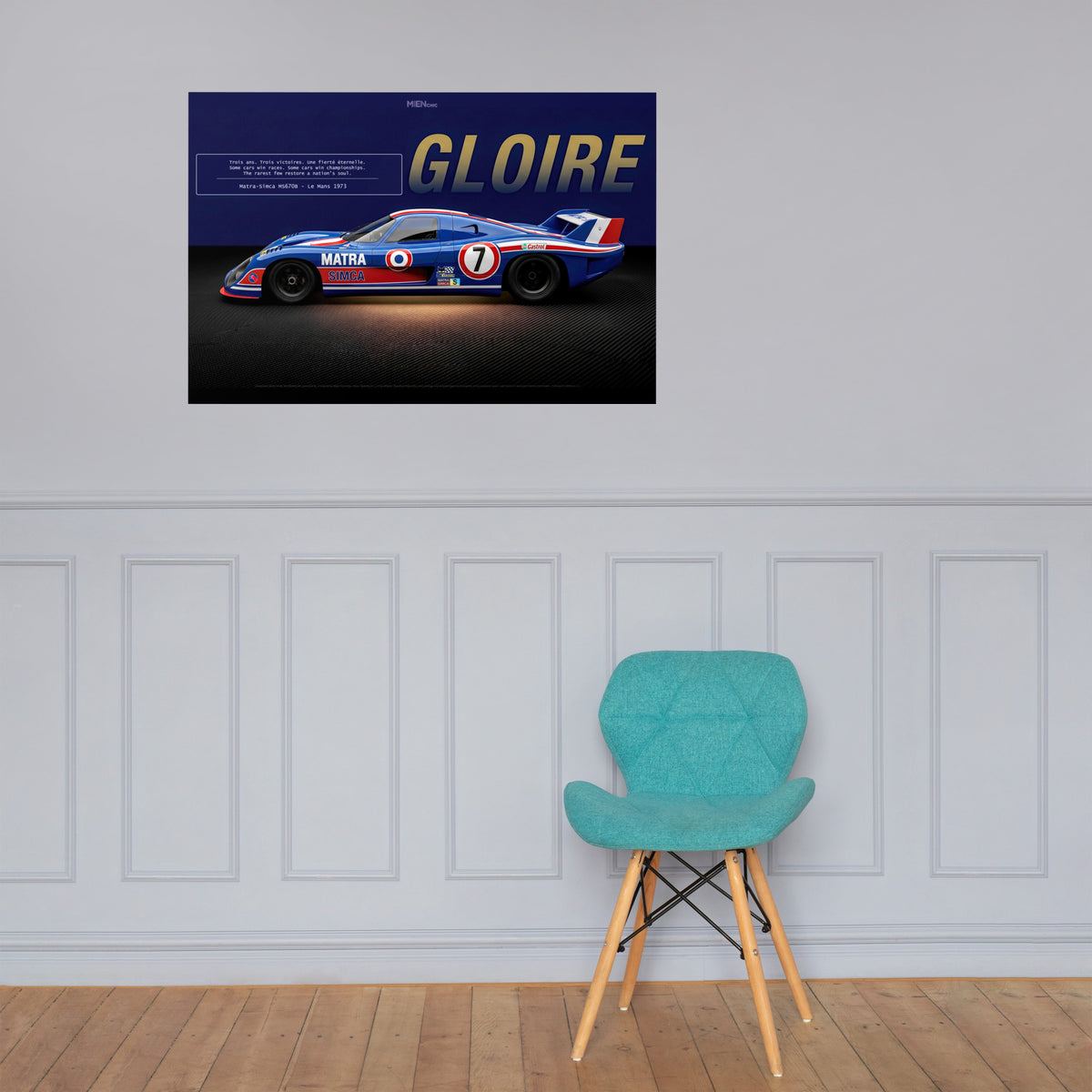 CHEZ NOUS by MIENchic — Matra-Simca MS670B 1972–1974 Le Mans | French LEGENDS of Le Mans Series - GLOIRE | 24" x 36" Poster
