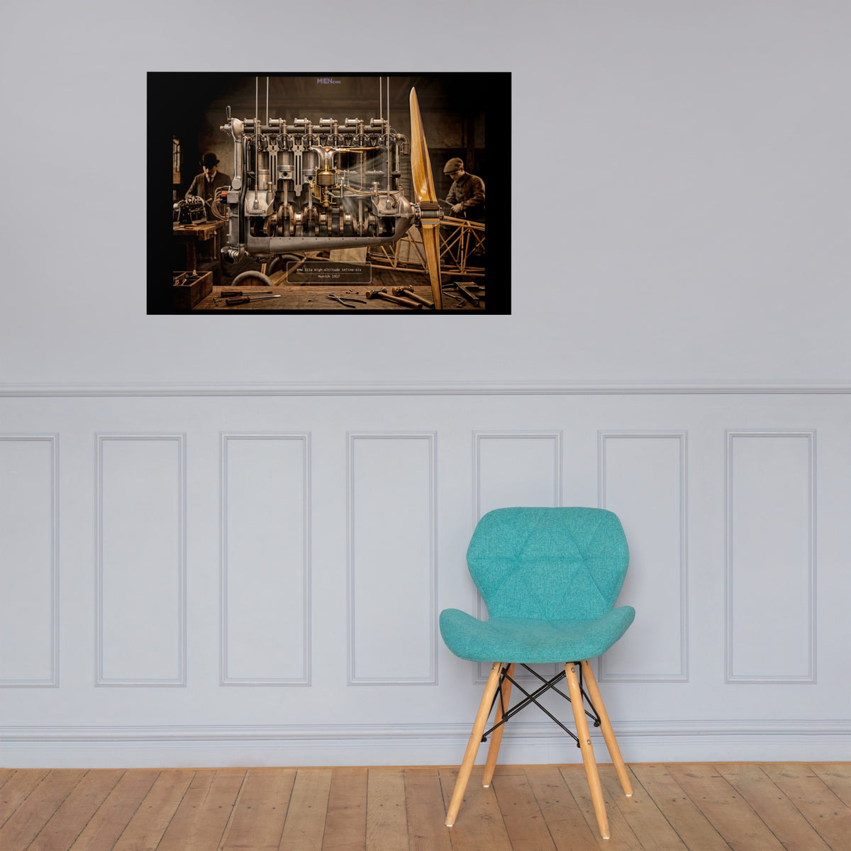 MIENchic — RAPP TO REBIRTH - Prologue // Genesis — BMW IIIa 1917 Engine Cutaway | In-Line 6-Cylinder - ALTITUDE | 24" x 36" Poster